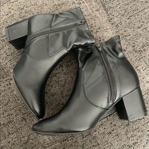 black leather booties